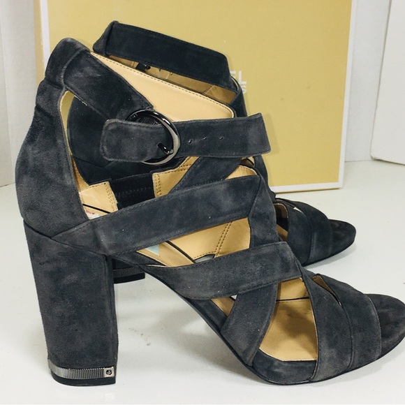 Michael Kors Valerie Sandal Suede Charcoal 11 M - Picture 14 of 15